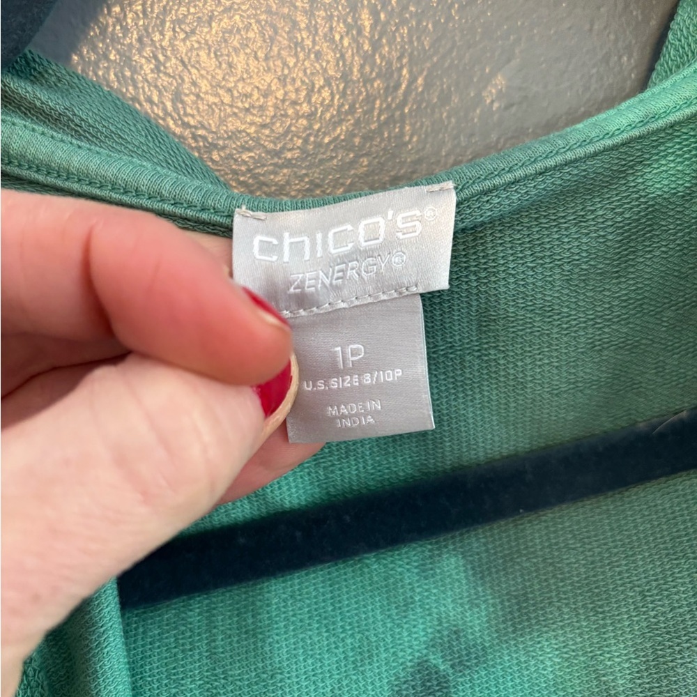 Chico’s Zenergy Green Tie Dye Open Sweatshirt Material Cardigan - Picture 7 of 8